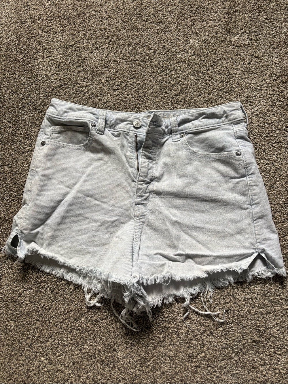 American Eagle Outfitters Light Gray Frayed Hem Denim Shorts